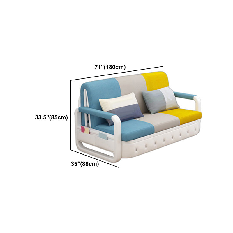 リビングルーム用の綿ブレンドコンテンポラリースクエアアームソファベッド