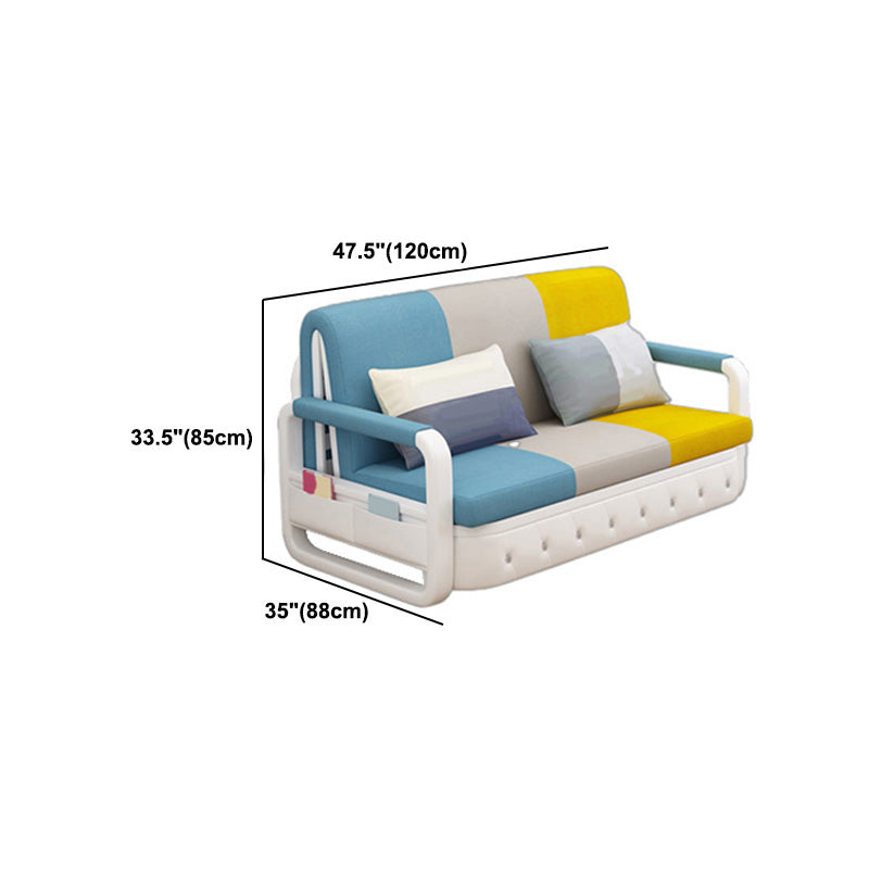 リビングルーム用の綿ブレンドコンテンポラリースクエアアームソファベッド