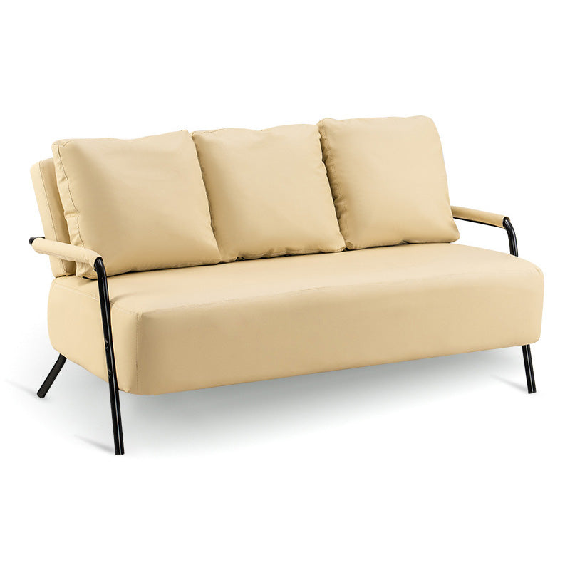 3 plazas 27.5 "H PU Cuero Sofá de brazo cuadrado de color sólido para sala de estar