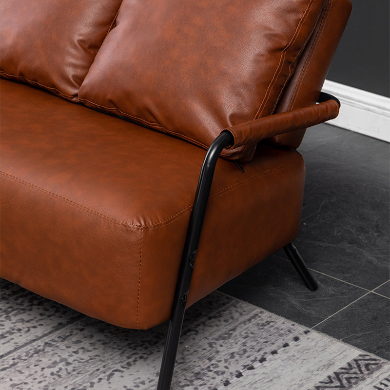 3 plazas 27.5 "H PU Cuero Sofá de brazo cuadrado de color sólido para sala de estar