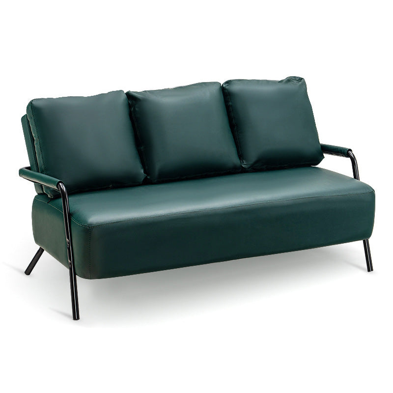 3 plazas 27.5 "H PU Cuero Sofá de brazo cuadrado de color sólido para sala de estar