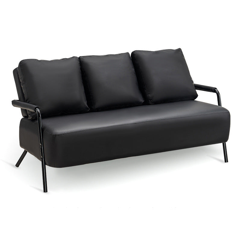 3 plazas 27.5 "H PU Cuero Sofá de brazo cuadrado de color sólido para sala de estar