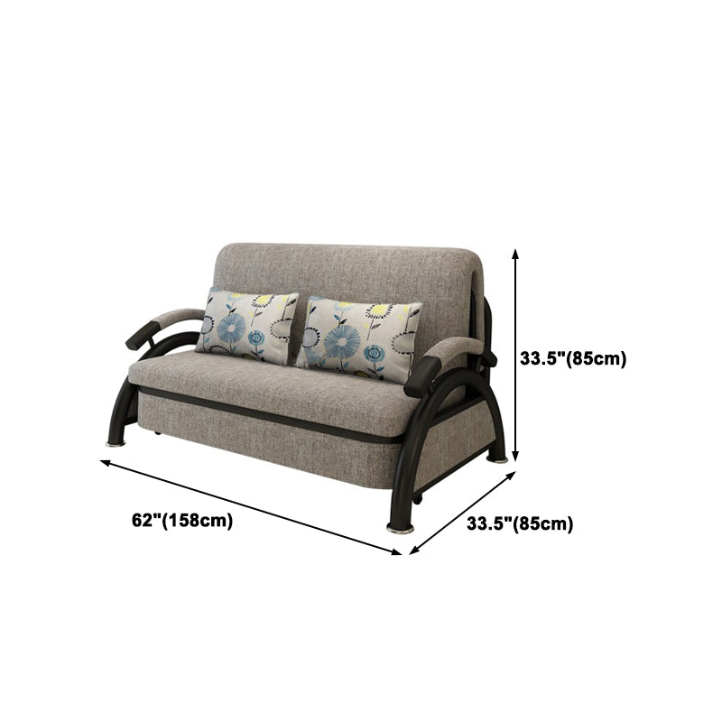 Contemporary Round Arm Cotton Blend Slipcovered Sofa with Bed Clearhalo 'furn' 'furn_sofas' 'Furniture' 'Living Room Furniture' 'Sofa' 'sofas' 5388626