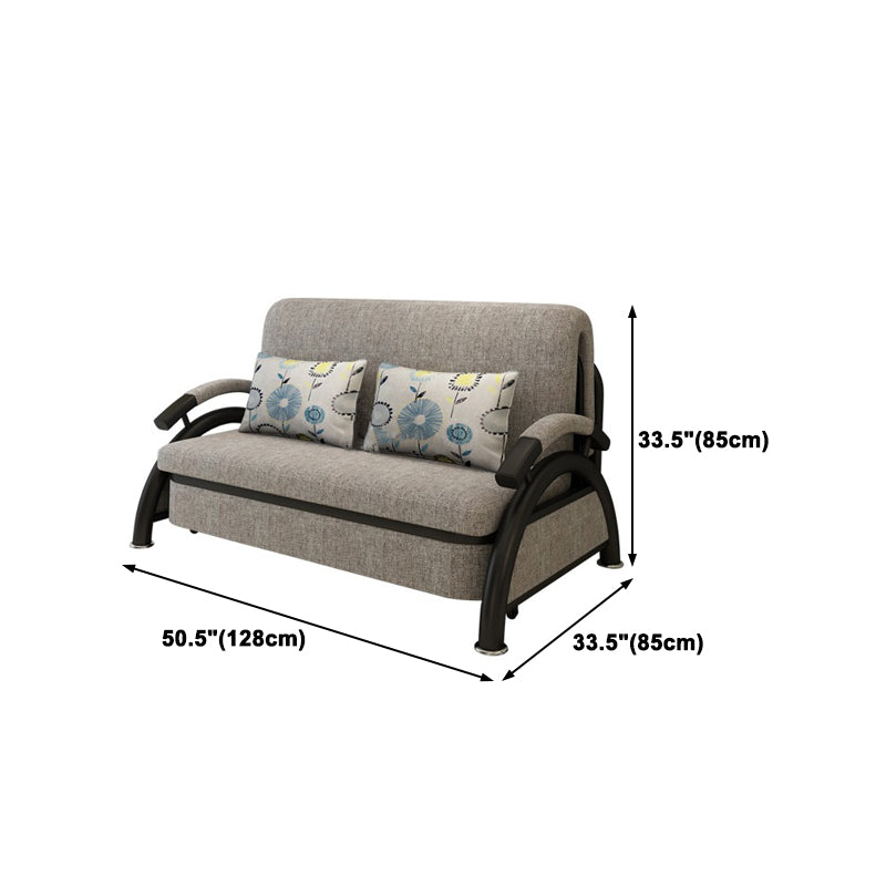 Contemporary Round Arm Cotton Blend Slipcovered Sofa with Bed Clearhalo 'furn' 'furn_sofas' 'Furniture' 'Living Room Furniture' 'Sofa' 'sofas' 5388627