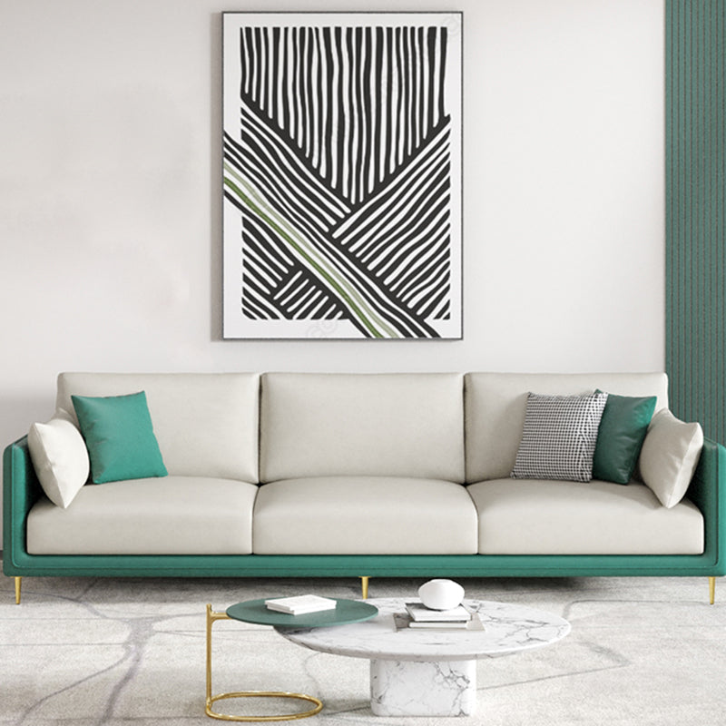 Faux Leather 3-seater Living Room Standard Cushions Glam Sofa White Green Clearhalo 'furn' 'furn_sofas' 'Furniture' 'Living Room Furniture' 'Sofa' 'sofas' 5388630