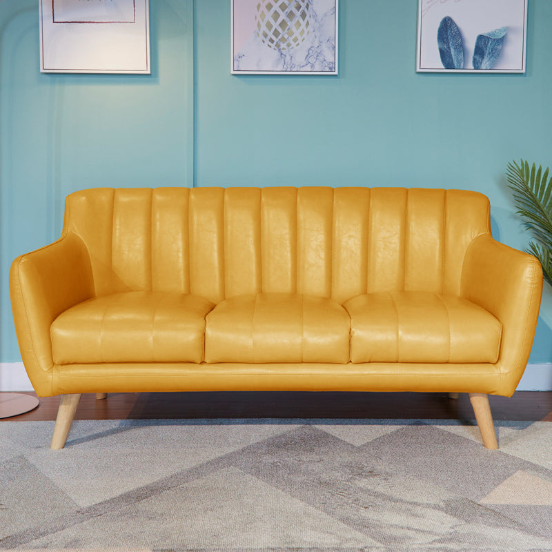 Standard Faux Leather Stain Resistant Sewn Pillow Back Sofa Couch