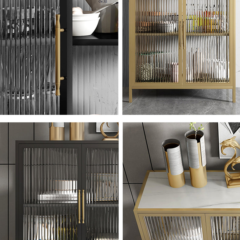 Armadio di sideboard di pietra sinterizzata di lussuoso stoccaggio con porte di vetro