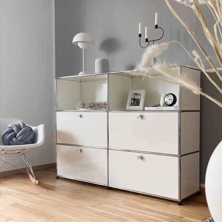 Contemporary White Sideboard Metal Dining Sideboard Table for Living Room Clearhalo 'buffet_sideboard' 'Buffets & Sideboards' 'furn' 'furn_buffet_sideboard' 'Furniture' 'Kitchen & Dining Furniture' 5388866