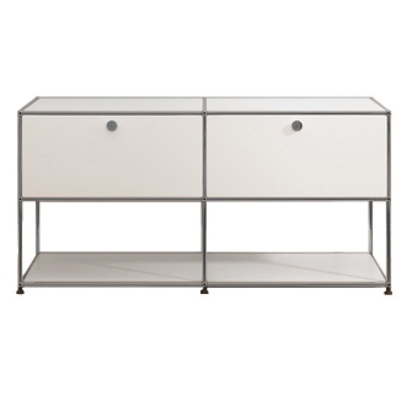 Contemporary White Sideboard Metal Dining Sideboard Table for Living Room 60"L x 16"W x 30"H White Clearhalo 'buffet_sideboard' 'Buffets & Sideboards' 'furn' 'furn_buffet_sideboard' 'Furniture' 'Kitchen & Dining Furniture' 5388868