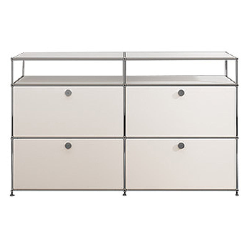 Contemporary White Sideboard Metal Dining Sideboard Table for Living Room 60"L x 16"W x 36"H White Clearhalo 'buffet_sideboard' 'Buffets & Sideboards' 'furn' 'furn_buffet_sideboard' 'Furniture' 'Kitchen & Dining Furniture' 5388871