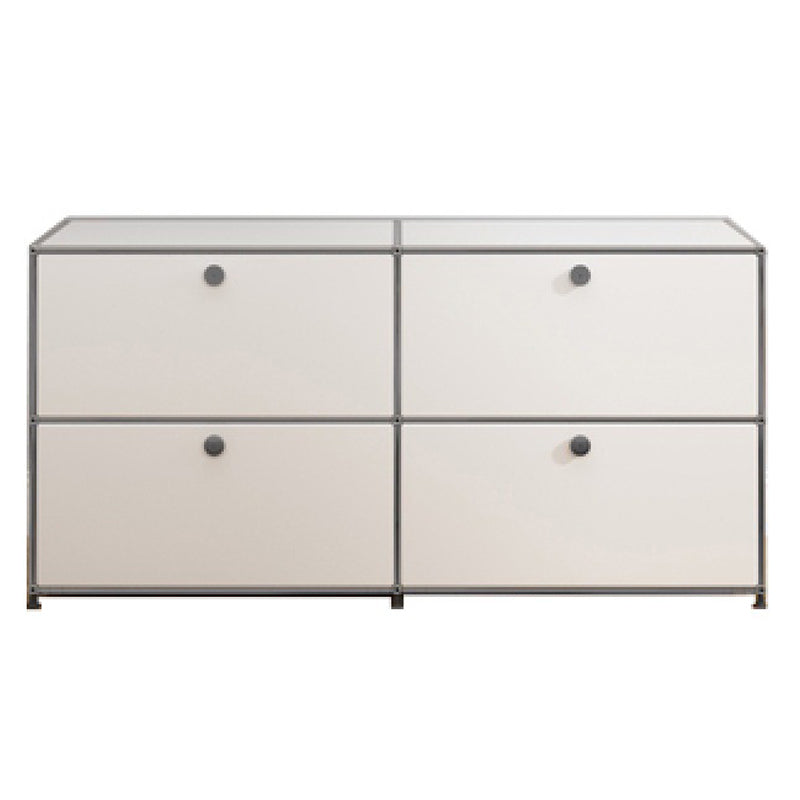Contemporary White Sideboard Metal Dining Sideboard Table for Living Room 60"L x 16"W x 30"H Ivory Clearhalo 'buffet_sideboard' 'Buffets & Sideboards' 'furn' 'furn_buffet_sideboard' 'Furniture' 'Kitchen & Dining Furniture' 5388877