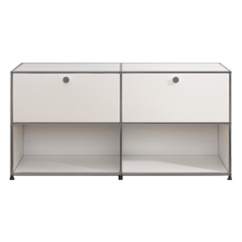Contemporary White Sideboard Metal Dining Sideboard Table for Living Room 60"L x 16"W x 30"H Gloss White Clearhalo 'buffet_sideboard' 'Buffets & Sideboards' 'furn' 'furn_buffet_sideboard' 'Furniture' 'Kitchen & Dining Furniture' 5388880
