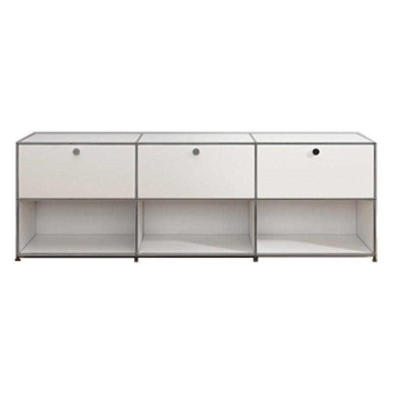 Contemporary White Sideboard Metal Dining Sideboard Table for Living Room 90"L x 16"W x 30"H Gloss White Clearhalo 'buffet_sideboard' 'Buffets & Sideboards' 'furn' 'furn_buffet_sideboard' 'Furniture' 'Kitchen & Dining Furniture' 5388882