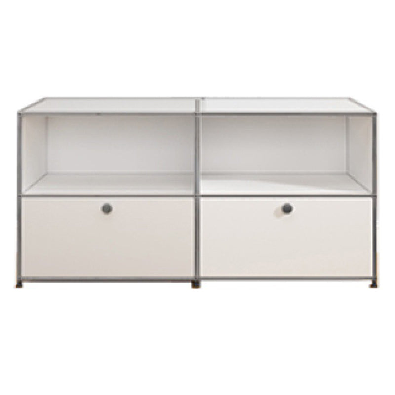 Contemporary White Sideboard Metal Dining Sideboard Table for Living Room 60"L x 16"W x 30"H Textured White Clearhalo 'buffet_sideboard' 'Buffets & Sideboards' 'furn' 'furn_buffet_sideboard' 'Furniture' 'Kitchen & Dining Furniture' 5388886