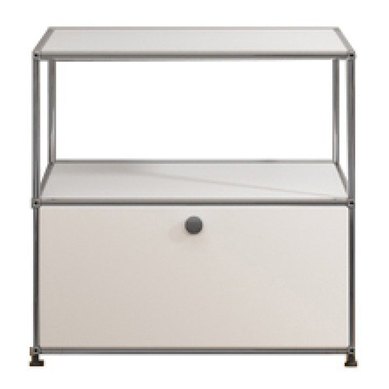 Contemporary White Sideboard Metal Dining Sideboard Table for Living Room 31"L x 16"W x 30"H Off-White Clearhalo 'buffet_sideboard' 'Buffets & Sideboards' 'furn' 'furn_buffet_sideboard' 'Furniture' 'Kitchen & Dining Furniture' 5388895