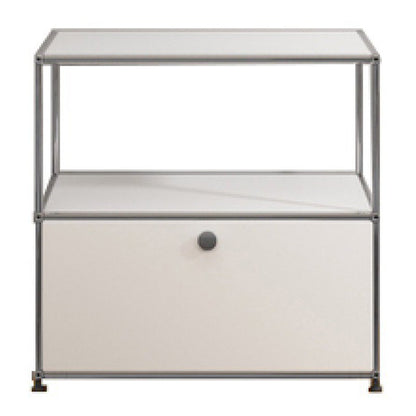 Contemporary White Sideboard Metal Dining Sideboard Table for Living Room 31"L x 16"W x 30"H Off-White Clearhalo 'buffet_sideboard' 'Buffets & Sideboards' 'furn' 'furn_buffet_sideboard' 'Furniture' 'Kitchen & Dining Furniture' 5388895