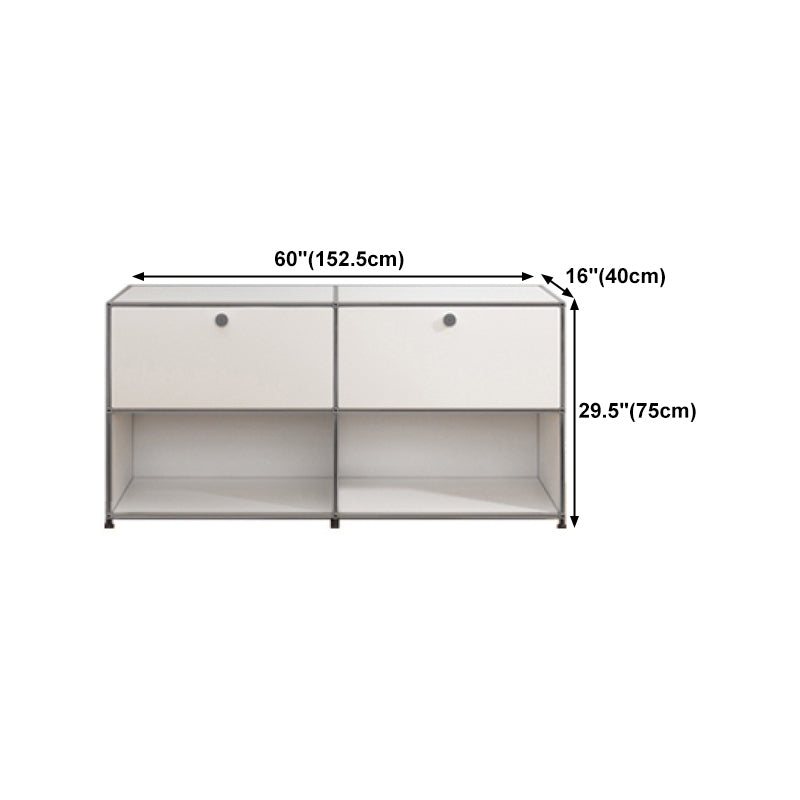 Contemporary White Sideboard Metal Dining Sideboard Table for Living Room Clearhalo 'buffet_sideboard' 'Buffets & Sideboards' 'furn' 'furn_buffet_sideboard' 'Furniture' 'Kitchen & Dining Furniture' 5388905