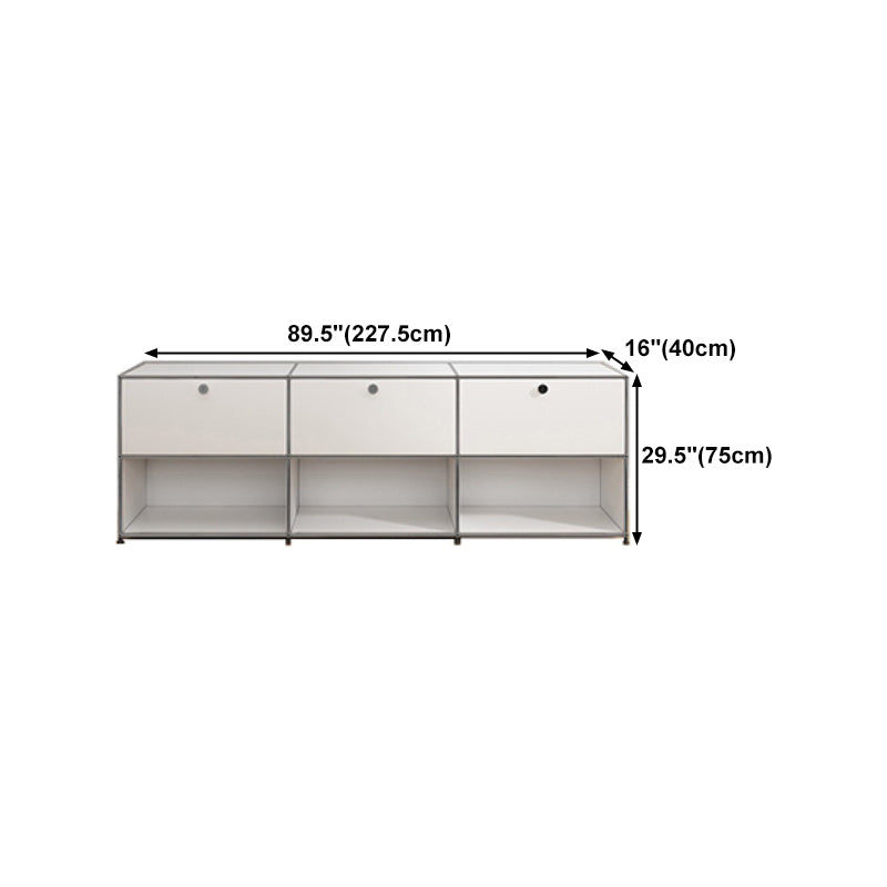 Contemporary White Sideboard Metal Dining Sideboard Table for Living Room Clearhalo 'buffet_sideboard' 'Buffets & Sideboards' 'furn' 'furn_buffet_sideboard' 'Furniture' 'Kitchen & Dining Furniture' 5388906