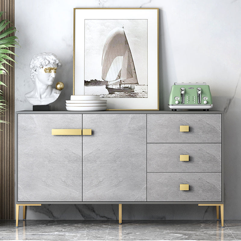 Sideboard in legno ingegnerizzato grigio moderno server da pranzo a scaffalatura regolabile per soggiorno