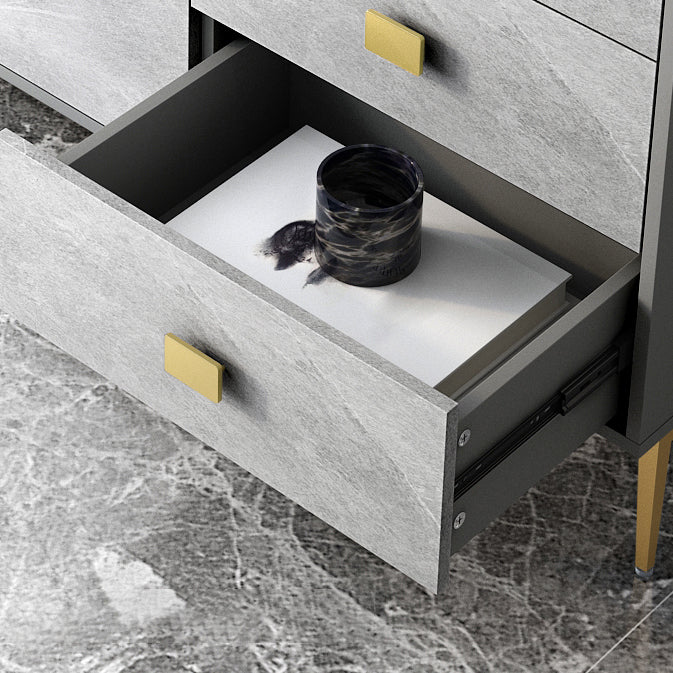 Sideboard in legno ingegnerizzato grigio moderno server da pranzo a scaffalatura regolabile per soggiorno