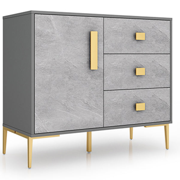 Sideboard in legno ingegnerizzato grigio moderno server da pranzo a scaffalatura regolabile per soggiorno