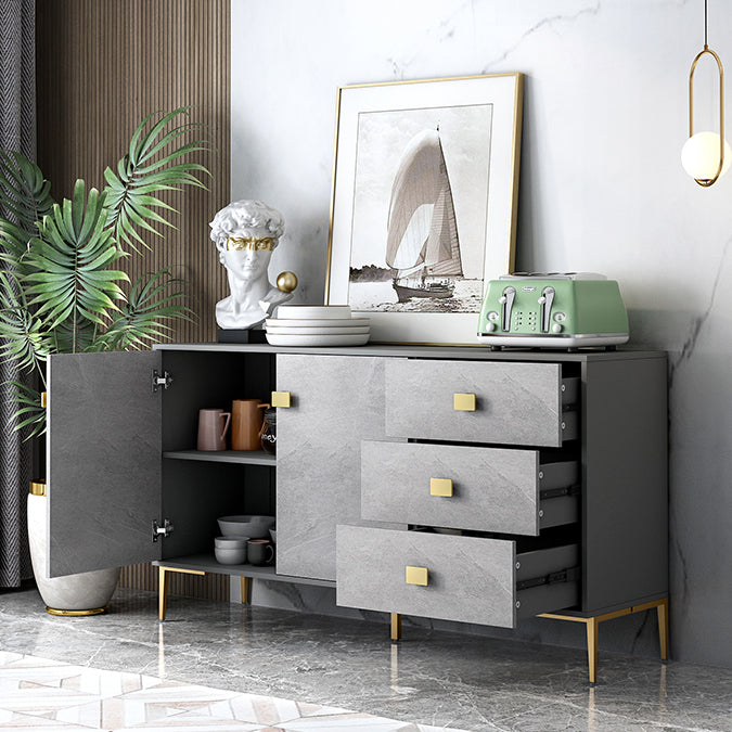 Sideboard in legno ingegnerizzato grigio moderno server da pranzo a scaffalatura regolabile per soggiorno