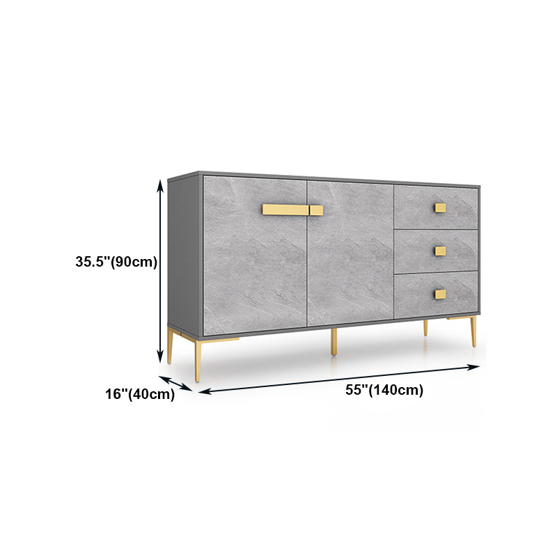 Sideboard in legno ingegnerizzato grigio moderno server da pranzo a scaffalatura regolabile per soggiorno