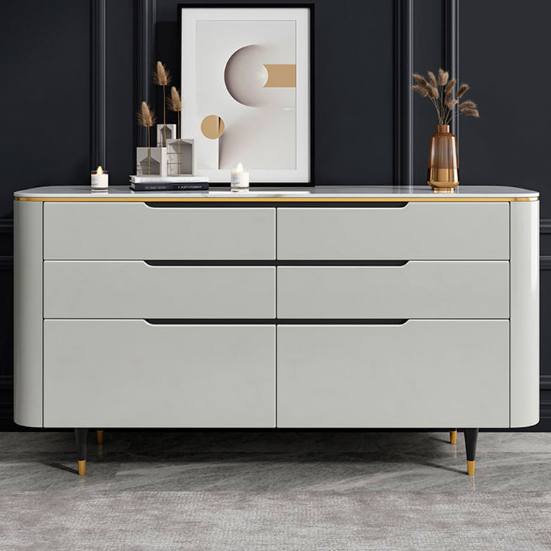 6-schüchternen Holz Sideboard moderner Tisch mit Steinarbeitsplatte für Wohnzimmer