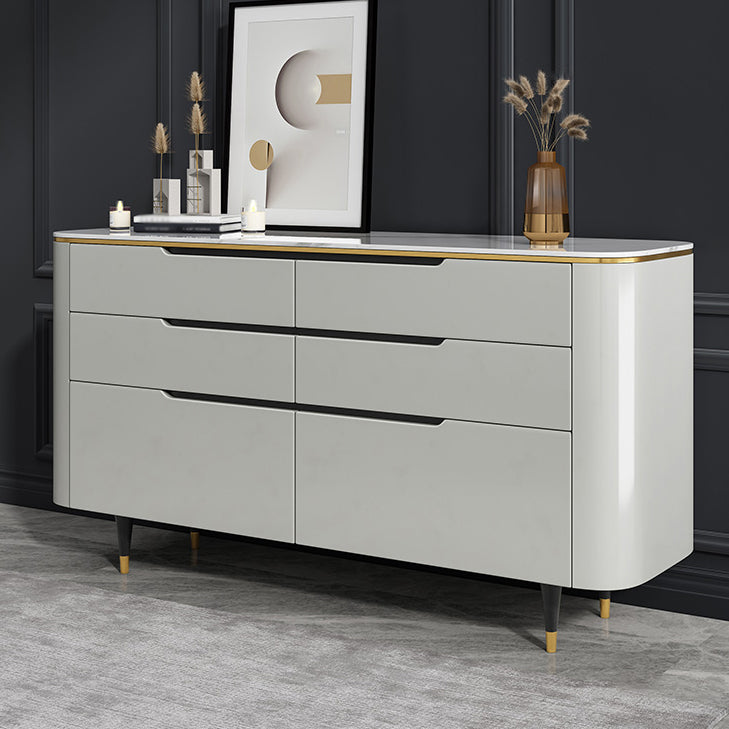 6-schüchternen Holz Sideboard moderner Tisch mit Steinarbeitsplatte für Wohnzimmer