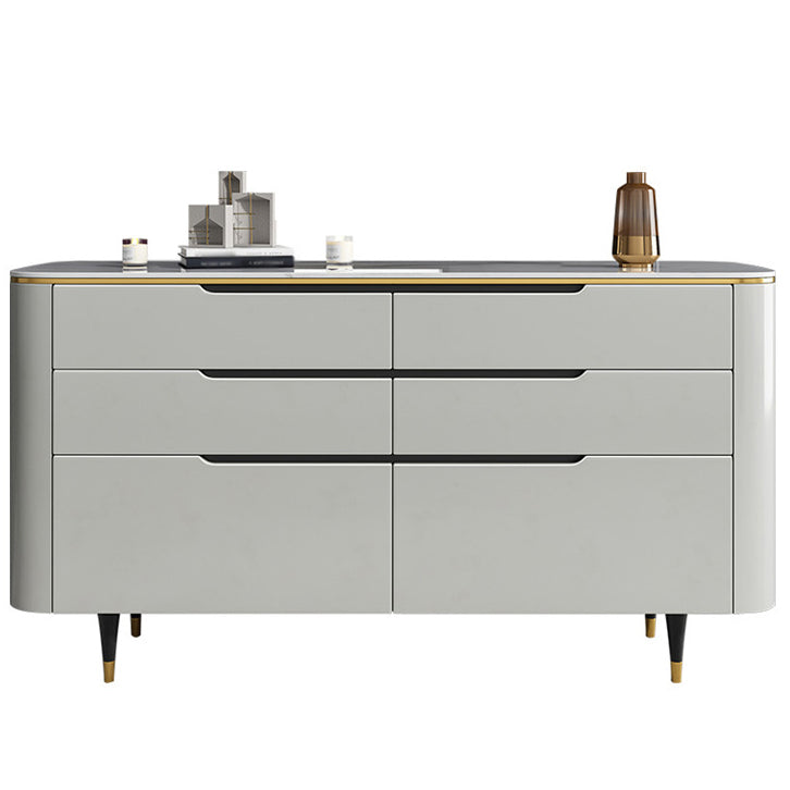 6-schüchternen Holz Sideboard moderner Tisch mit Steinarbeitsplatte für Wohnzimmer