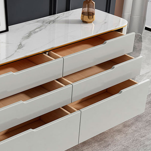 6-schüchternen Holz Sideboard moderner Tisch mit Steinarbeitsplatte für Wohnzimmer