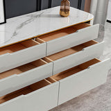 6-schüchternen Holz Sideboard moderner Tisch mit Steinarbeitsplatte für Wohnzimmer