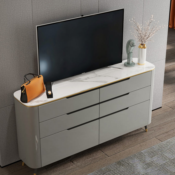 6-schüchternen Holz Sideboard moderner Tisch mit Steinarbeitsplatte für Wohnzimmer