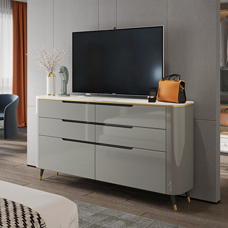 6-schüchternen Holz Sideboard moderner Tisch mit Steinarbeitsplatte für Wohnzimmer