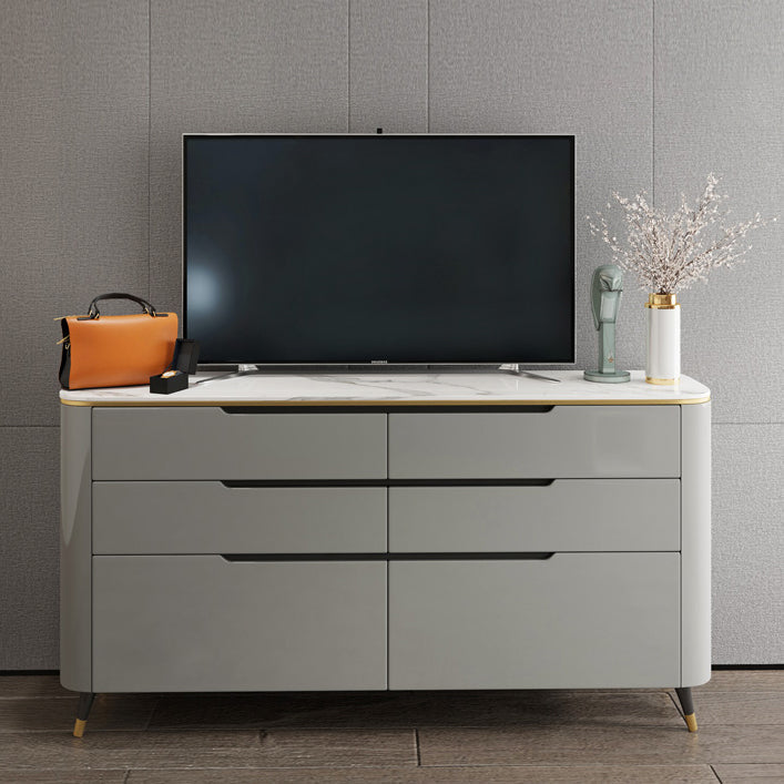 6-schüchternen Holz Sideboard moderner Tisch mit Steinarbeitsplatte für Wohnzimmer