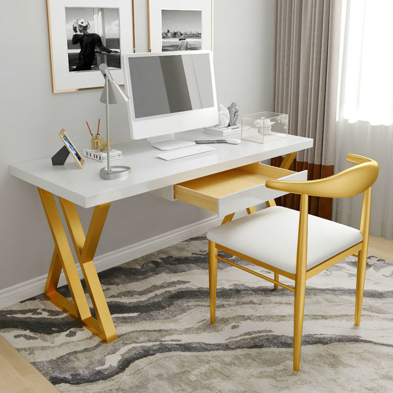 Escritorio de oficina de 1 cortavadora Glam de escritorio rectangular de madera maciza para el hogar