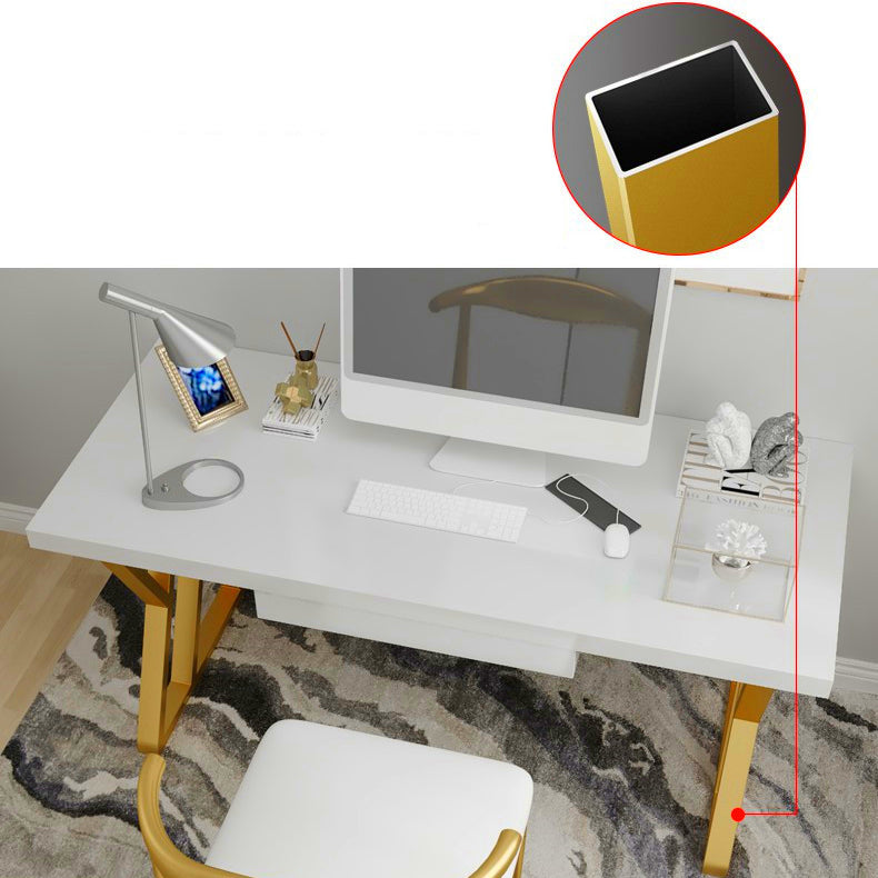 Escritorio de oficina de 1 cortavadora Glam de escritorio rectangular de madera maciza para el hogar