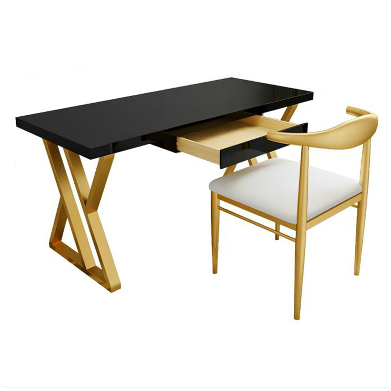 Escritorio de oficina de 1 cortavadora Glam de escritorio rectangular de madera maciza para el hogar