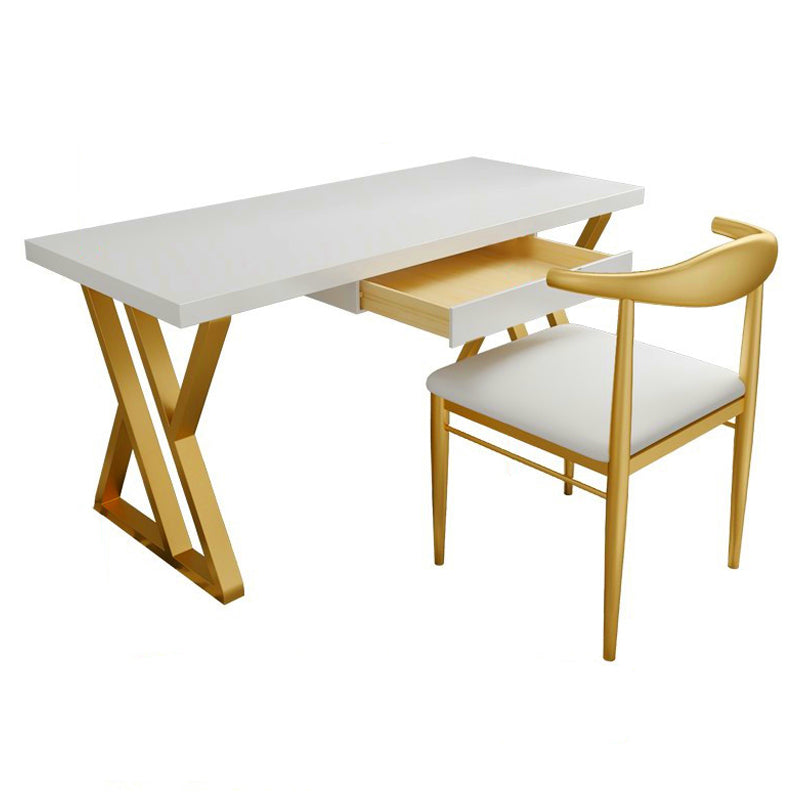 Escritorio de oficina de 1 cortavadora Glam de escritorio rectangular de madera maciza para el hogar