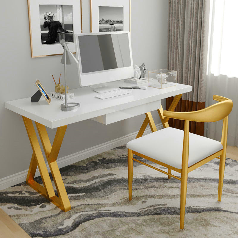 Escritorio de oficina de 1 cortavadora Glam de escritorio rectangular de madera maciza para el hogar