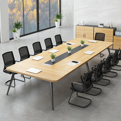 Wooden Office Writing Desk Industrial Curved Cable Management Office Desk Natural Clearhalo 'furn' 'furn_office_desk' 'Furniture' 'Office Desks' 'Office Furniture' 'office_desk' 5389047