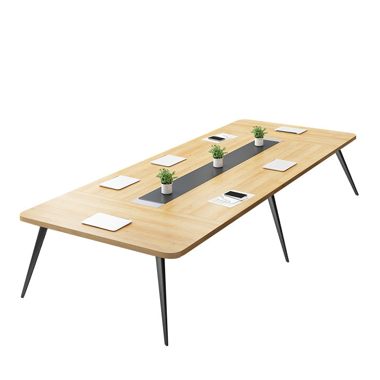 Wooden Office Writing Desk Industrial Curved Cable Management Office Desk Natural Clearhalo 'furn' 'furn_office_desk' 'Furniture' 'Office Desks' 'Office Furniture' 'office_desk' 5389049