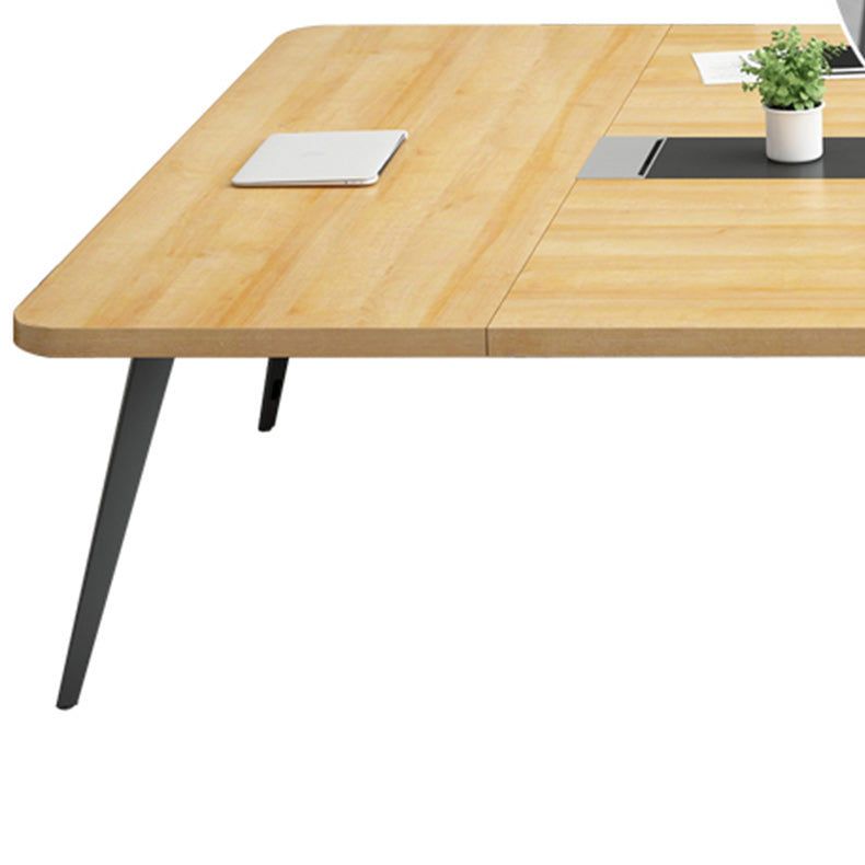 Wooden Office Writing Desk Industrial Curved Cable Management Office Desk Clearhalo 'furn' 'furn_office_desk' 'Furniture' 'Office Desks' 'Office Furniture' 'office_desk' 5389053