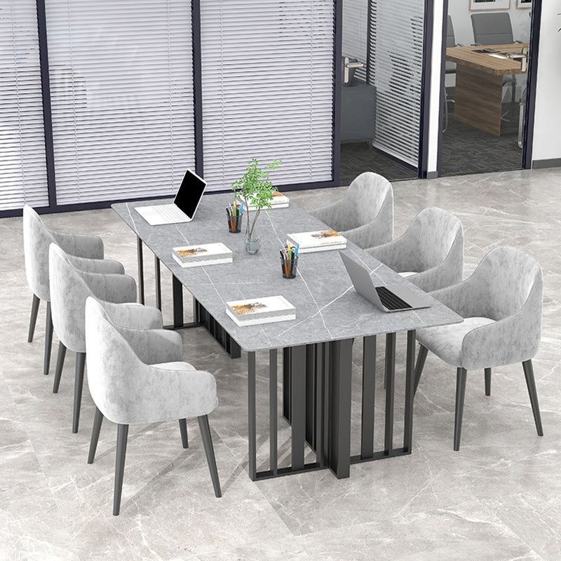 Industrial Style Writing Desk Rectangular Sintered Stone Office Desk without Chair Gray Black Clearhalo 'furn' 'furn_office_desk' 'Furniture' 'Office Desks' 'Office Furniture' 'office_desk' 5389113