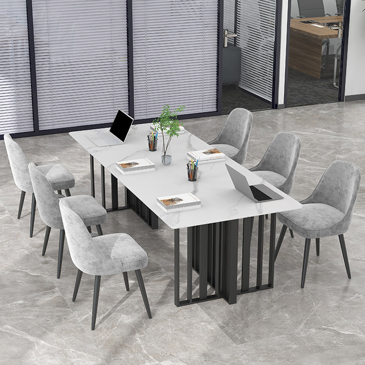 Industrial Style Writing Desk Rectangular Sintered Stone Office Desk without Chair White-Black Clearhalo 'furn' 'furn_office_desk' 'Furniture' 'Office Desks' 'Office Furniture' 'office_desk' 5389116