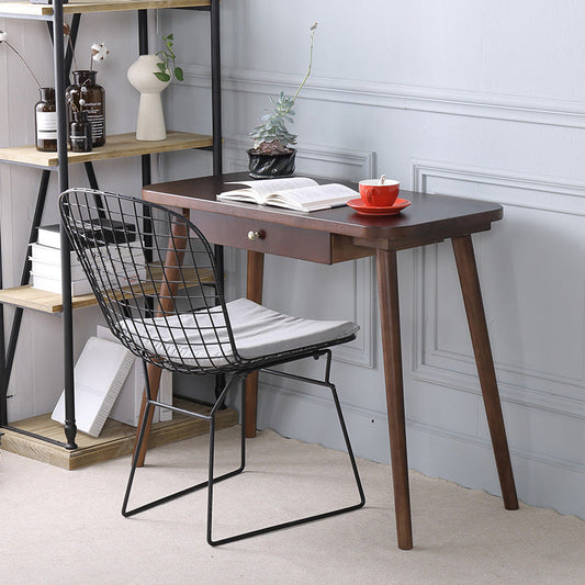 Curved Solid Wood Writing Desk Glam Style 1-drawer Office Desk