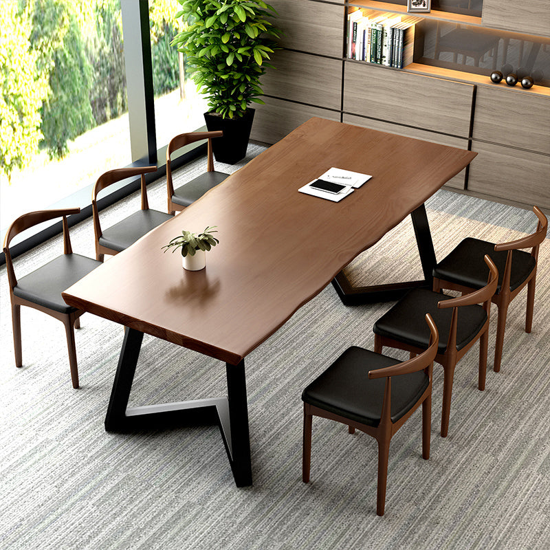 Modern Brown Top Office Desk Solid Wood Writing Desk for Home Clearhalo 'furn' 'furn_office_desk' 'Furniture' 'Office Desks' 'Office Furniture' 'office_desk' 5389267