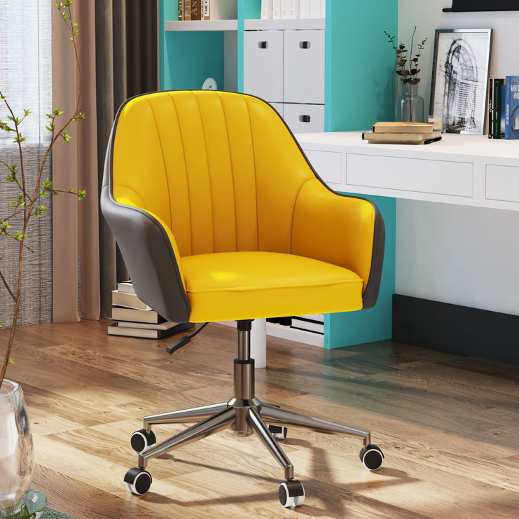 Contemporary Upholstered Arms Desk Chair Height-adjustable Office Chair Clearhalo 'furn' 'furn_office_chair' 'Furniture' 'Office Chairs' 'Office Furniture' 'office_chair' 5389280