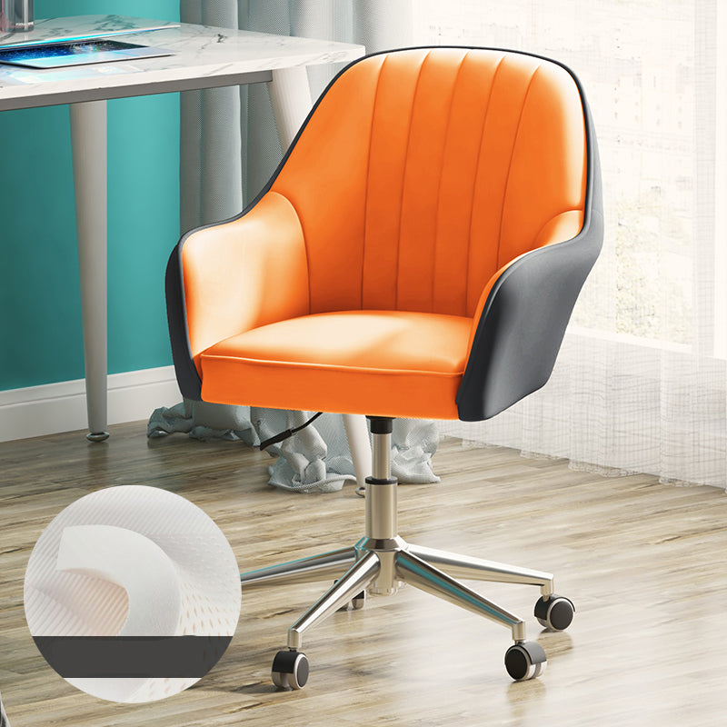 Contemporary Upholstered Arms Desk Chair Height-adjustable Office Chair Gray-Orange Silver Clearhalo 'furn' 'furn_office_chair' 'Furniture' 'Office Chairs' 'Office Furniture' 'office_chair' 5389285