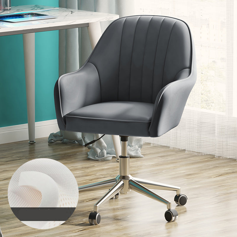 Contemporary Upholstered Arms Desk Chair Height-adjustable Office Chair Dark Gray Silver Clearhalo 'furn' 'furn_office_chair' 'Furniture' 'Office Chairs' 'Office Furniture' 'office_chair' 5389289